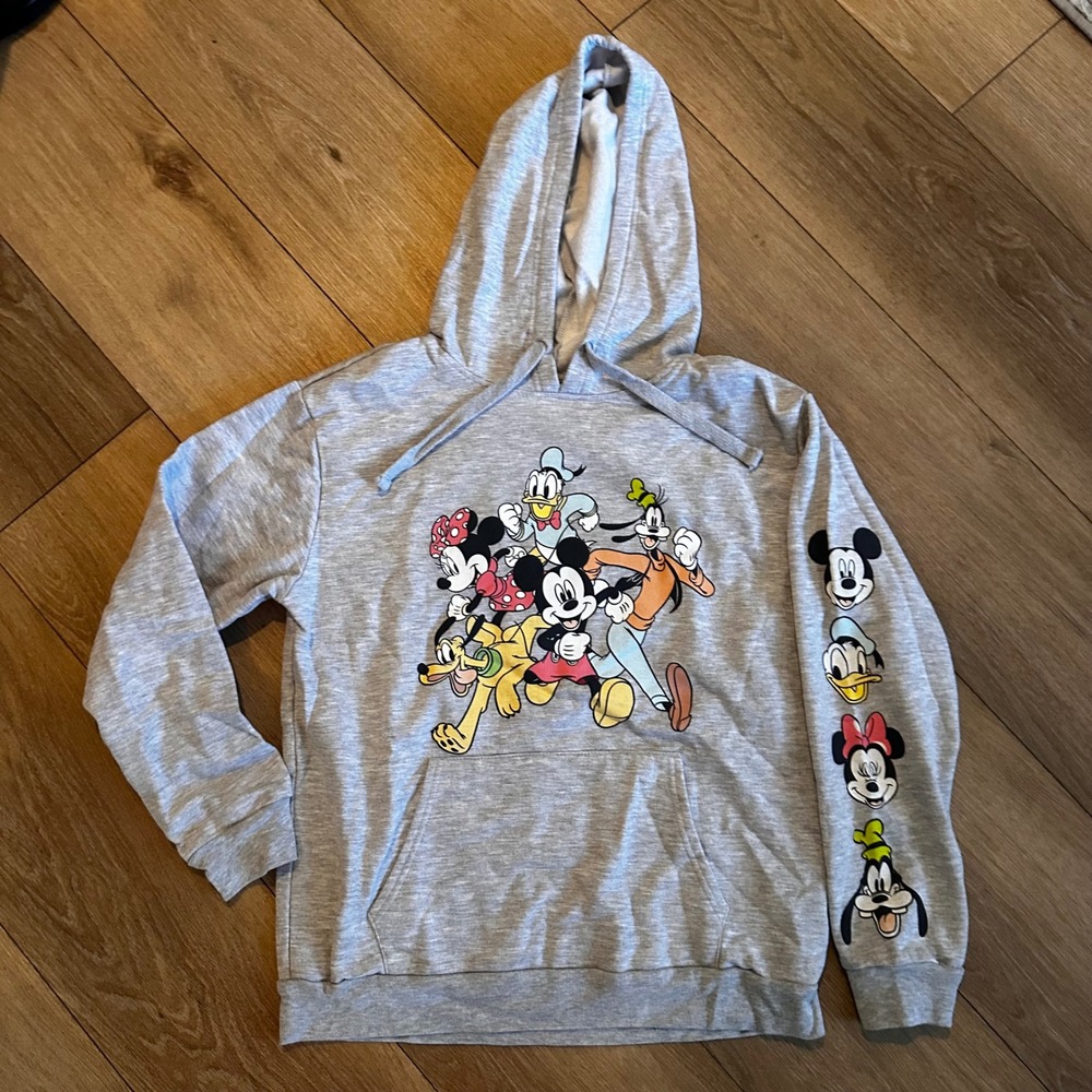 Disney Mickey Mouse & Friends Grey Heather Graphic Hoodie Junior Large